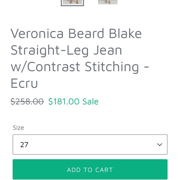 VERONICA BEARD Blake Straight Leg Jean in Ecru Contrast Stitching Size 29 - Picture 11 of 11